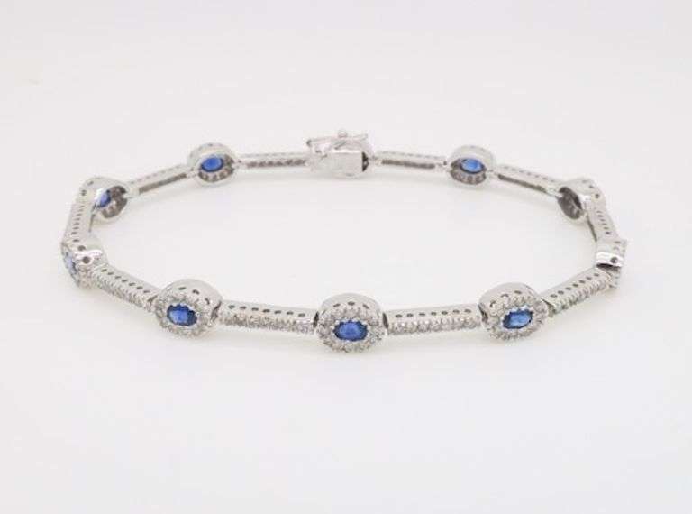 Diamond & Blue Sapphire Line Bracelet