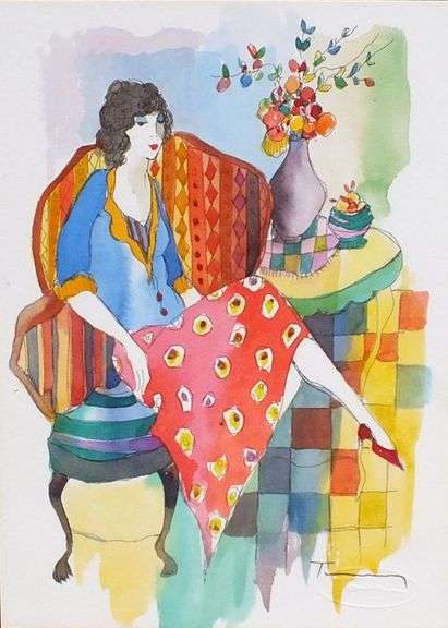 Highly Collectible Tarkay Original Watercolor on Paper