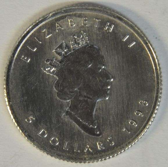 Gem BU 1998 Canada pure .9995 Platinum $5 Maple Leaf coin
