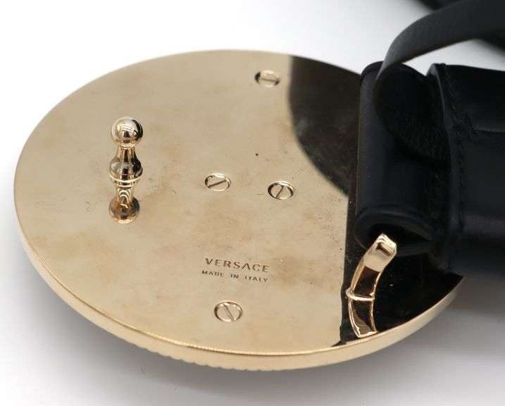 Versace Crystal Embalished Medusa Buckle Belt