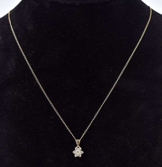 Floral 14K Yellow Gold Diamond Flower Pendant