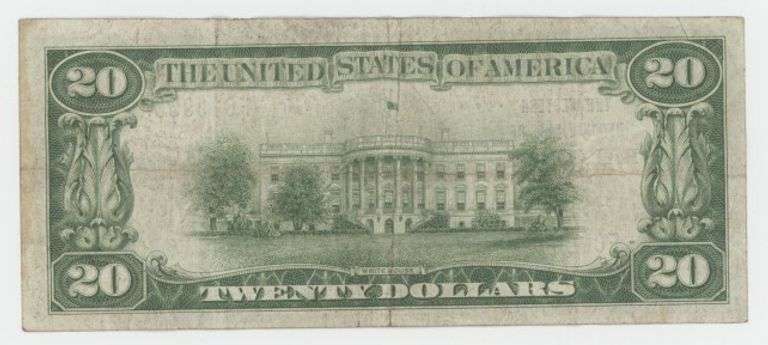 Nice Series of 1929 $20 National Currency Note of Baltimore, MD (1325)