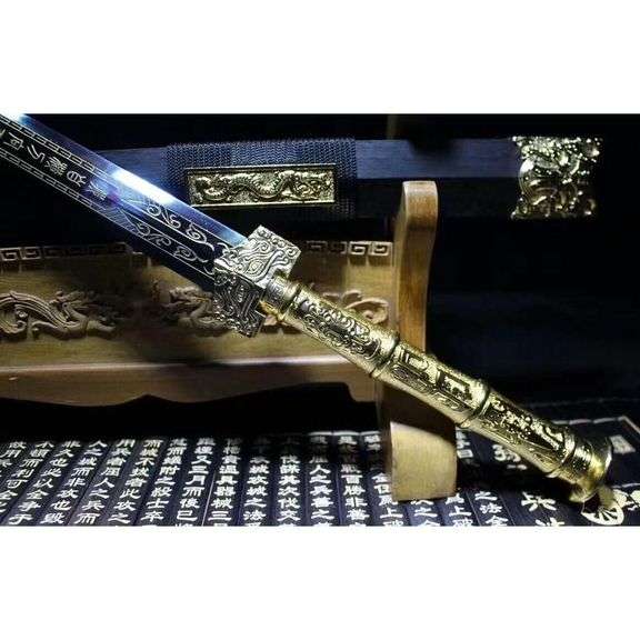 Authentic Hand-Forged Chinese Han Jian Blue Dragon Sword
