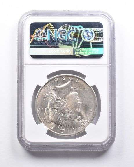 MS63 1925 Peace Silver Dollar Error REV Lamination NGC