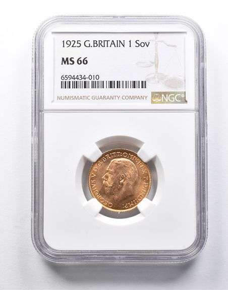 MS66 1925 Great Britain 1 Sovereign Gold Coin NGC