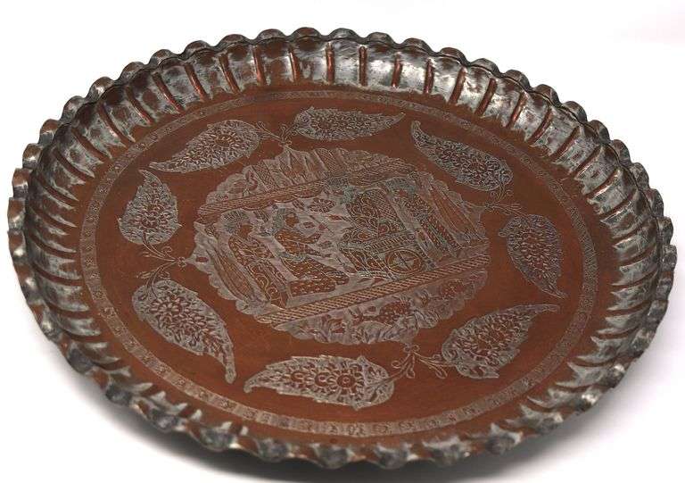 Collectable round copper handmade tray