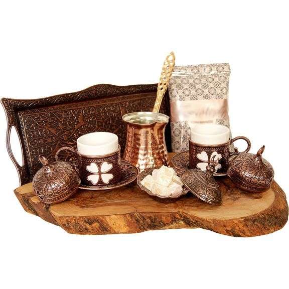 Handcrafted 13 Pieces Antique Turkish Luxury Coffee & Espresso Set
