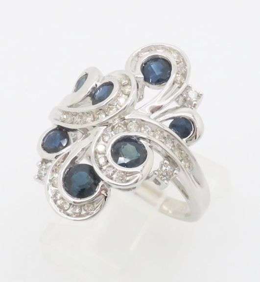 Diamond & Blue Sapphire Cocktail Ring