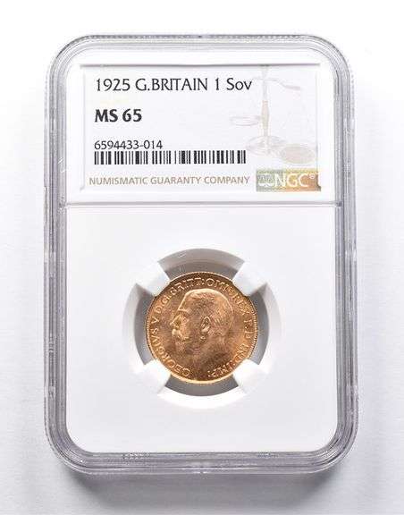 MS65 1925 Great Britain 1 Sovereign Gold Coin NGC