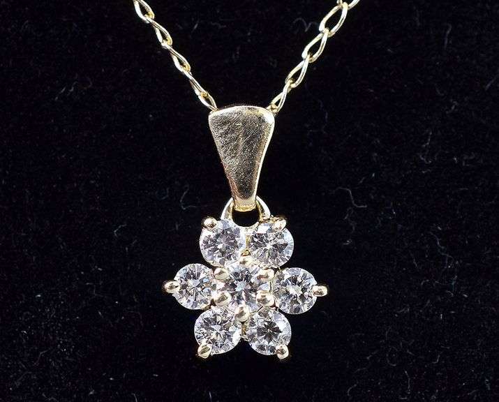 Floral 14K Yellow Gold Diamond Flower Pendant