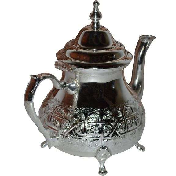 Authentic Fez Handmade Moroccan Silver Tea Pot