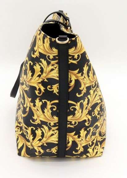 Gianni Versace Barocco Medusa Print Black & Yellow Tote Bag
