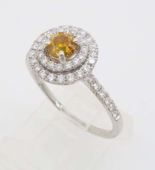 Fancy Vivid Yellow-Orange Diamond Ring in 18k White Gold
