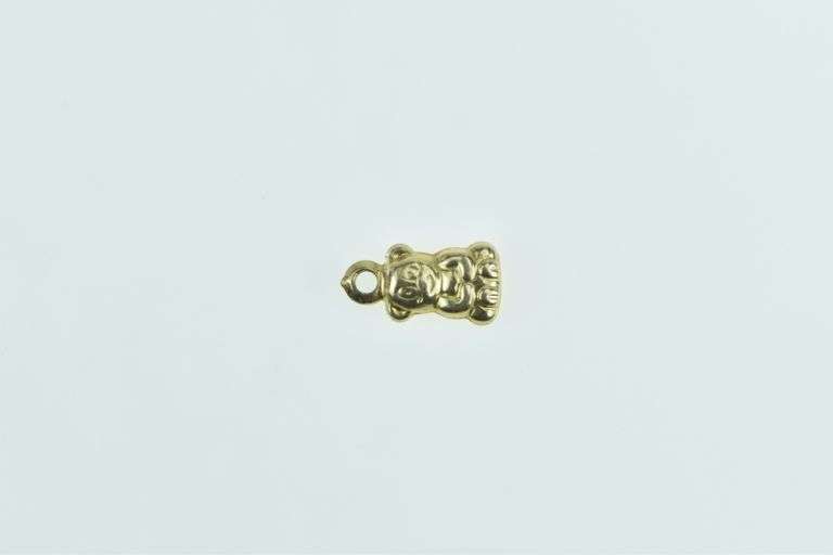 14K Yellow Gold Puffy Teddy Bear Vintage Kids Toy Charm/Pendant