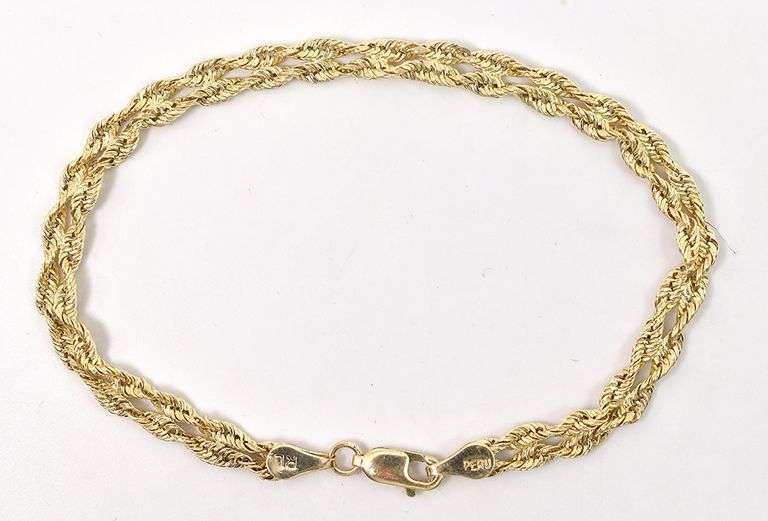 Interesting 10K Yellow Gold Chain Link Bracelet