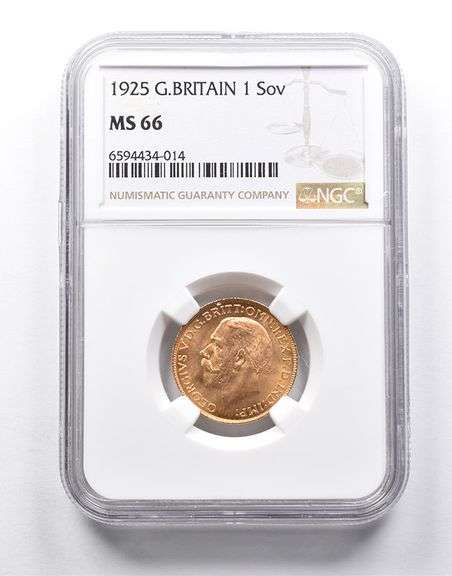 MS66 1925 Great Britain 1 Sovereign Gold Coin NGC