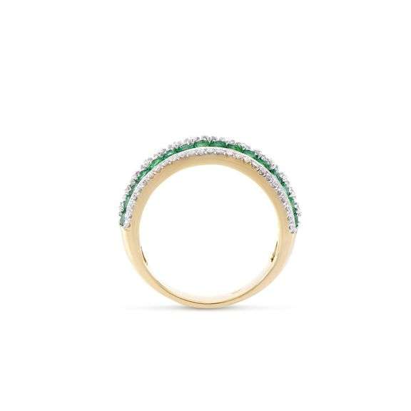 14KT Yellow Gold 1.25ctw Emerald and Diamond Diamond Ring