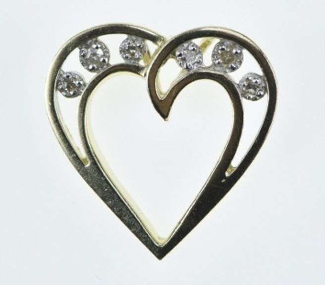 14K Yellow Gold Heart Diamond Love Symbol Romantic Charm/Pendant