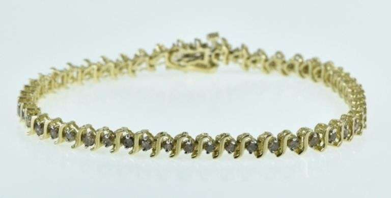 10K Yellow Gold 1.00 Ctw Diamond Classic Vintage Tennis Bracelet