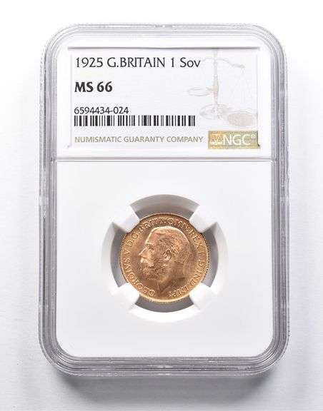 MS66 1925 Great Britain 1 Sovereign Gold Coin NGC