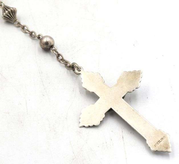 Vintage 925 sterling silver Rosary necklace