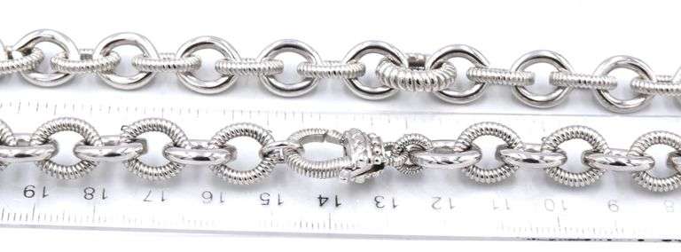 925 Sterling silver Judith Ripka circle link necklace