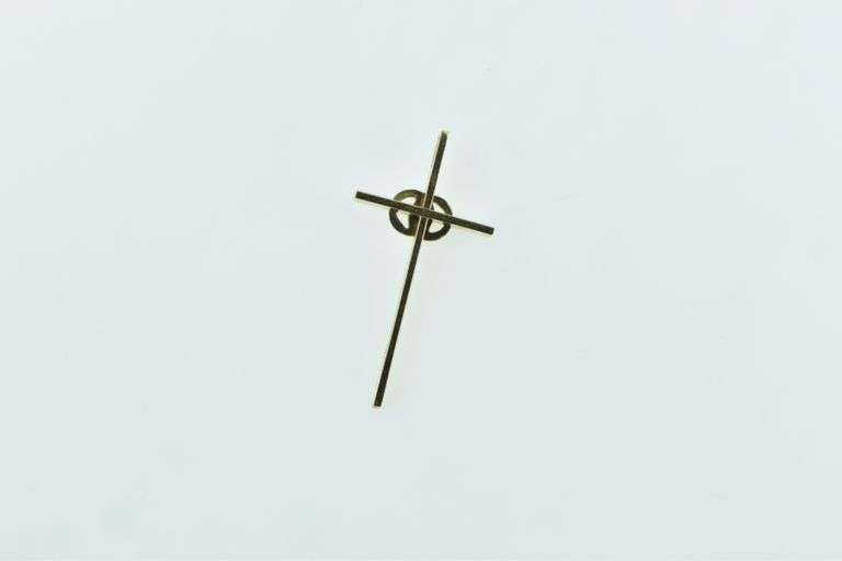 14K Yellow Gold Interlocking Ring Cross Christian Symbol Charm/Pendant