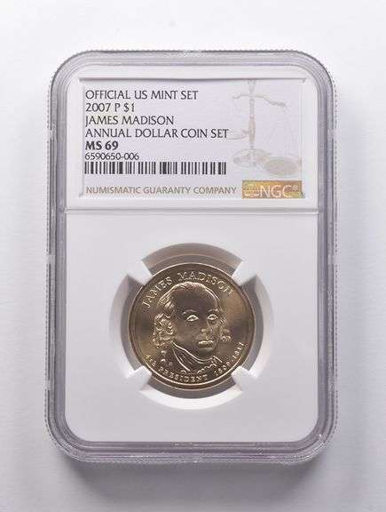 MS69 2007-P James Madison Presidential Dollar Annual Dollar Set NGC