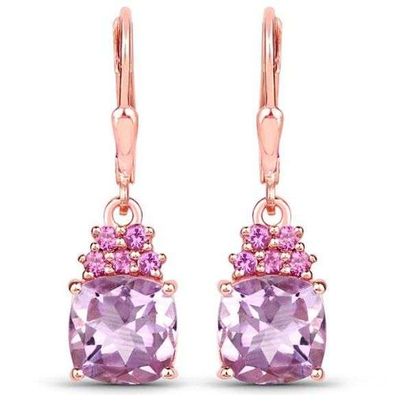 4.9k Pink Amethyst in .925 Sterling Silver Earrings