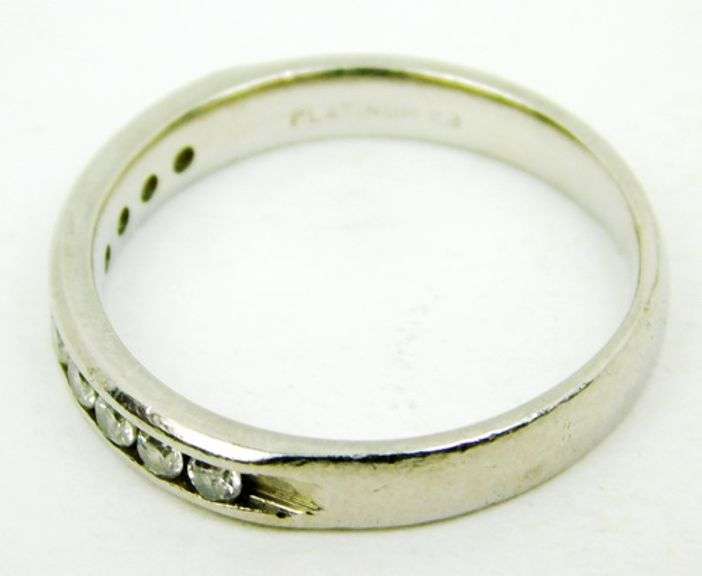 Platinum Band with 10 Round Diamonds, Size 6