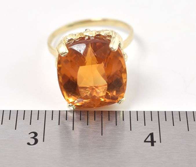 Marvelous 14K Yellow Gold Approx. 17.00CTS Citrine Gemstone Ring