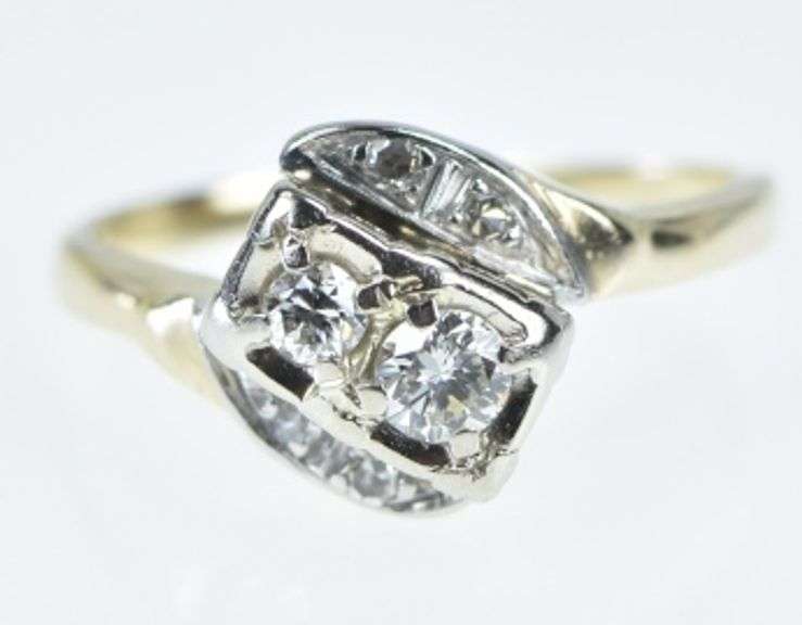 14K Yellow Gold 0.30 Ctw 1940's Diamond Engagement Ring
