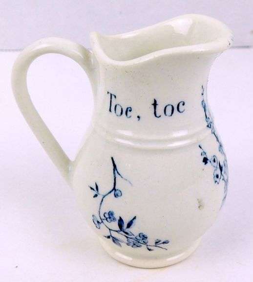 Antique French Child's Miniature Blue Transfer Pitcher