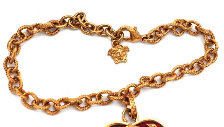 Versace Resin & Crystal Heart Virtus Bracelet w/Box