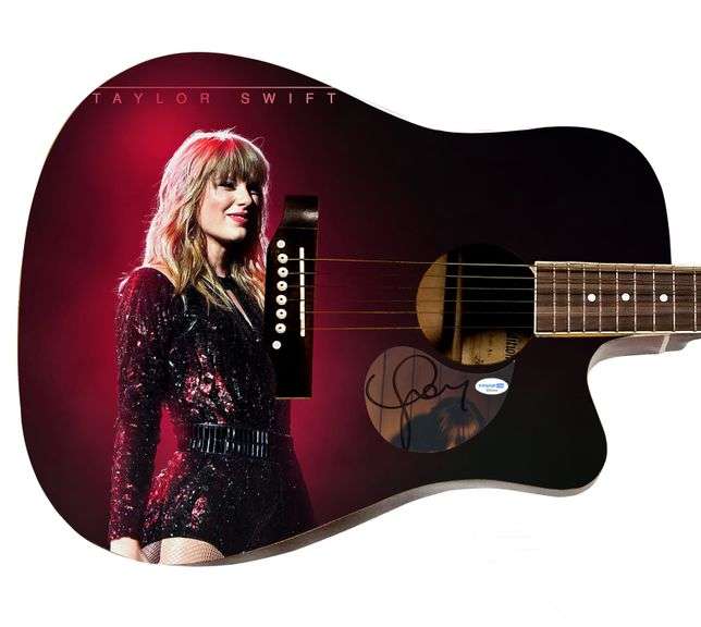 Taylor Swift Signed Custom 1/1 "Stand Up" Acoustic Graphics Guitar ACOA