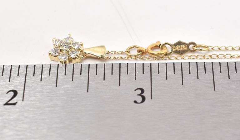 Floral 14K Yellow Gold Diamond Flower Pendant