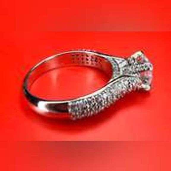 Sparkling 4.75 Ct 14 Kt White Gold Plated Engagement Ring