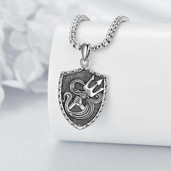 Sterling Silver Poseidon Trident Necklace