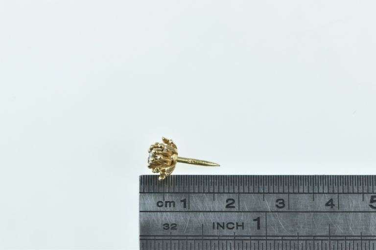 14K Yellow Gold Diamond Chrysanthemum Flower Lapel Pin/Brooch