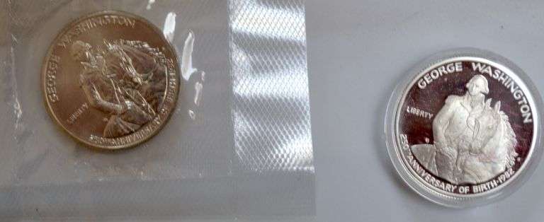 2 Proof 1982 S & 2 1982 D Unc Washington Comm Half Dollar