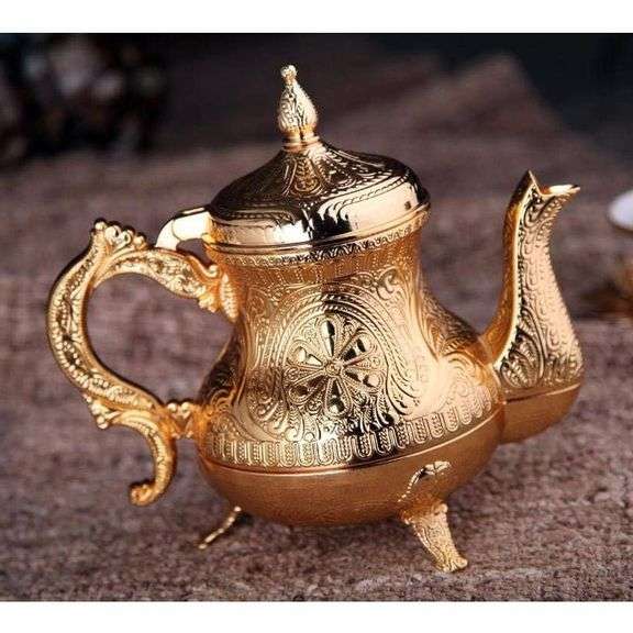 Moroccan Arabic Teapot Gold Engraved Pitcher