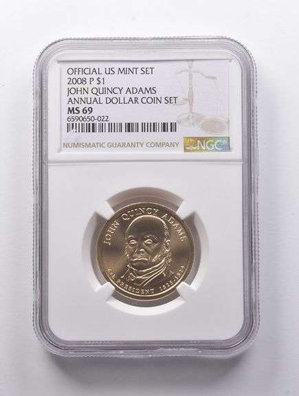 MS69 2008-P John Quincy Adams Presidential $1 Annual Dollar Set NGC