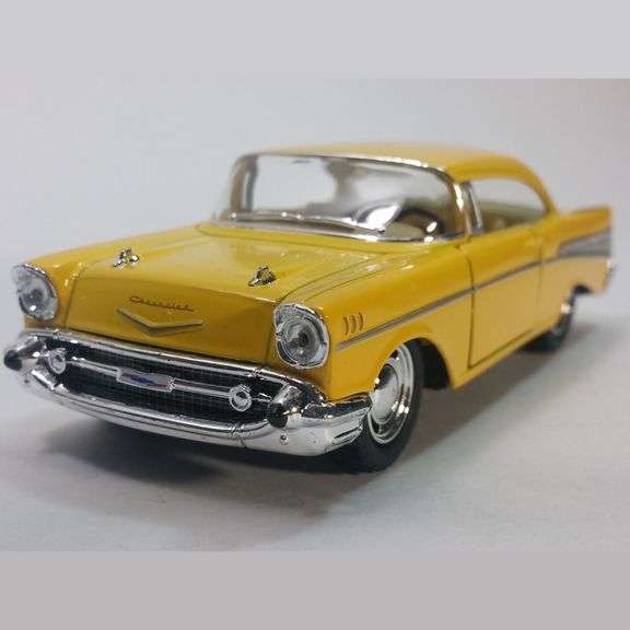 Vintage Yellow 1957 Chevy Bel Air Coupe Die-Cast