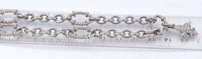 Judith Ripka 925 sterling silver link necklace with charm