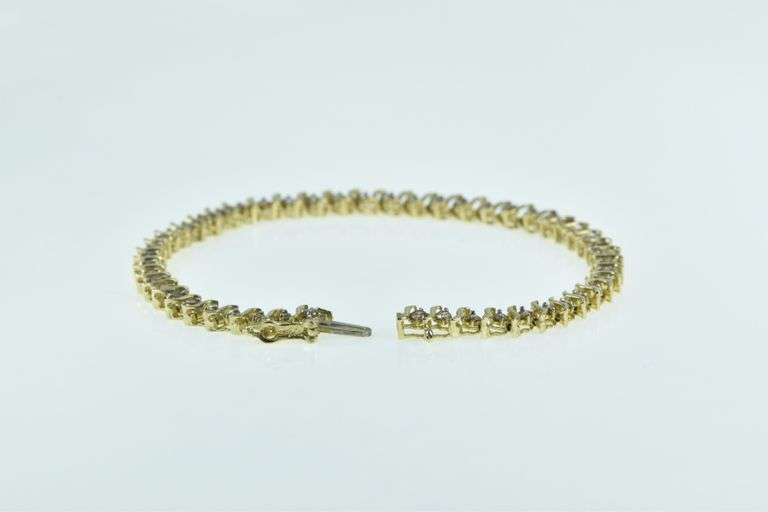 10K Yellow Gold 1.00 Ctw Diamond Classic Vintage Tennis Bracelet