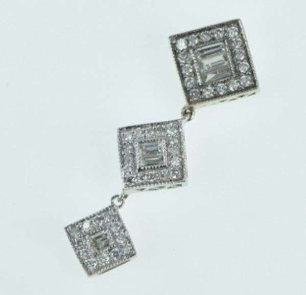 14K Yellow Gold 0.66 Ctw Diamond Tiered Square Drop Pendant