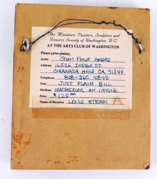 Signed Watercolor on Ivorine, William R. Buckley