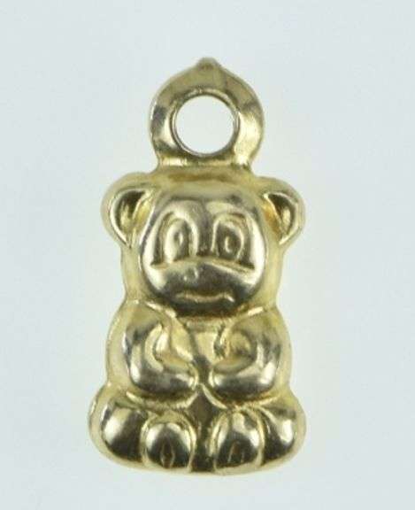 14K Yellow Gold Puffy Teddy Bear Vintage Kids Toy Charm/Pendant