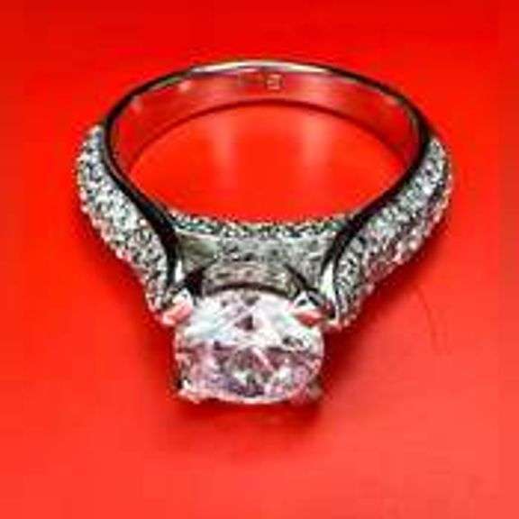 Sparkling 4.75 Ct 14 Kt White Gold Plated Engagement Ring