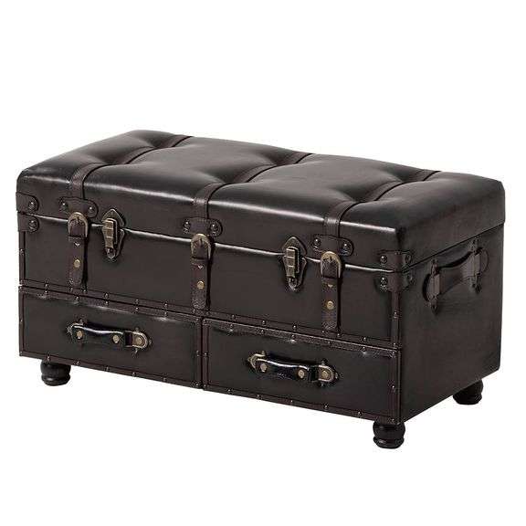 Vintage Mid-Century Leather Storage Bench